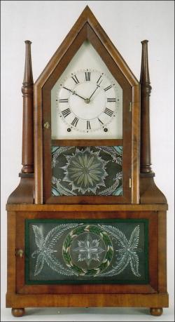 Birge & Fuller. Four Candlestick Steeple on Steeple mantel clock with wagon spring power. MM-118