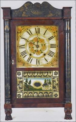 M & E Blakeslee of Plymouth, Connecticut. A transitional shelf clock.
