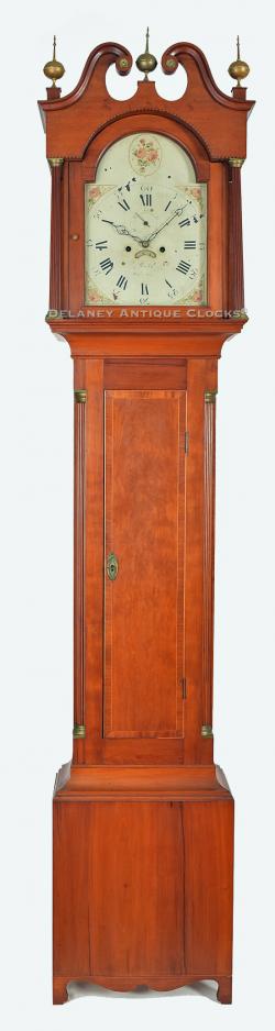 Phinehaus J. Bailey. Chelsea, Vermont. An inlaid cherry case tall clock. No 6. 219117.