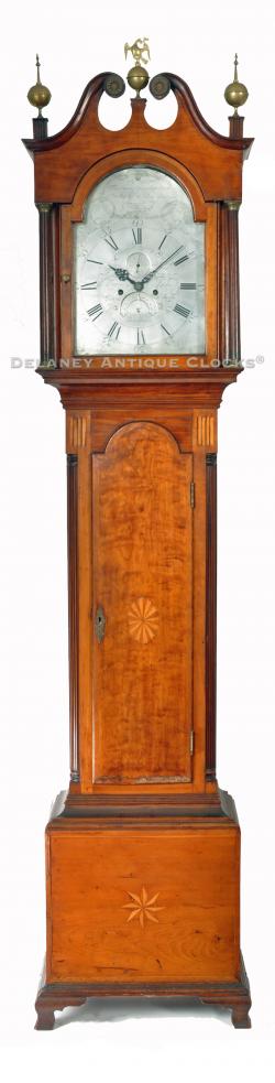 Eleazer Baker of Ashford, Connecticut. An Inlaid cherry case tall clock that is dated "1790" and numbered "12."  UU-107.
