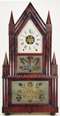 Birge & Fuller Steeple on Steeple Clock. Wagon spring power. Shelf clock. JJ-256.