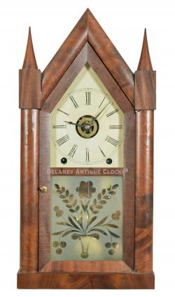 Brewster & Ingrahams of Bristol, Connecticut. U.S. 8-day Steeple Clock. Time, Strike, and Alarm. 222129.