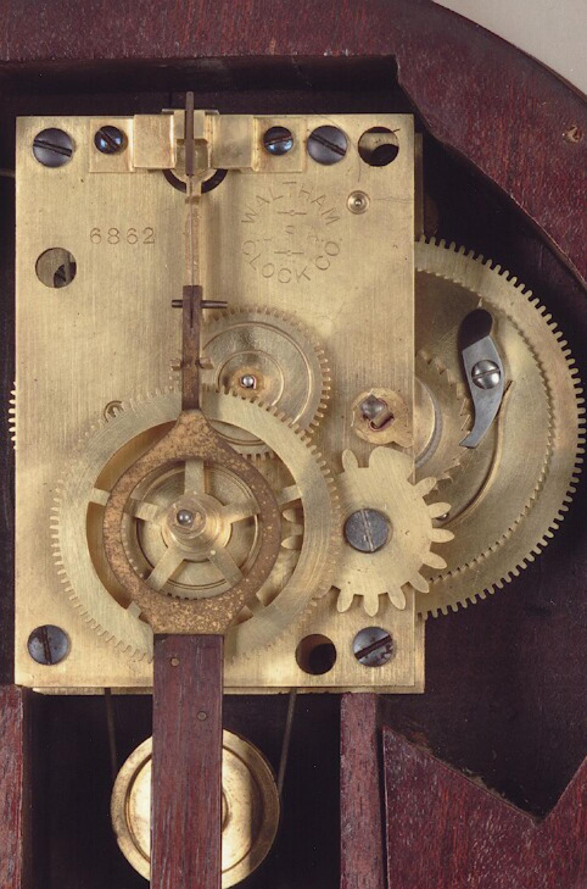 Waltham Clock Company of Waltham, Massachusetts. A wall timepiece movement. 212111. Delaney Antique Clocks.