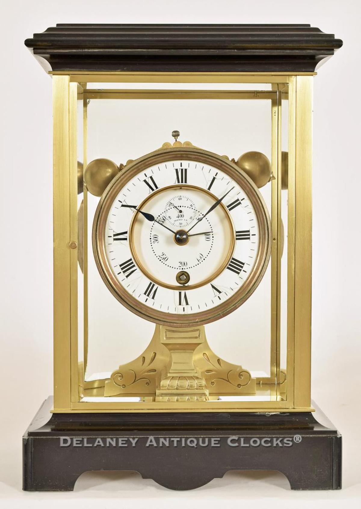 This exceptional French-made Crystal Regulator table clock is designed to run for over a year on a single wind! 222004.