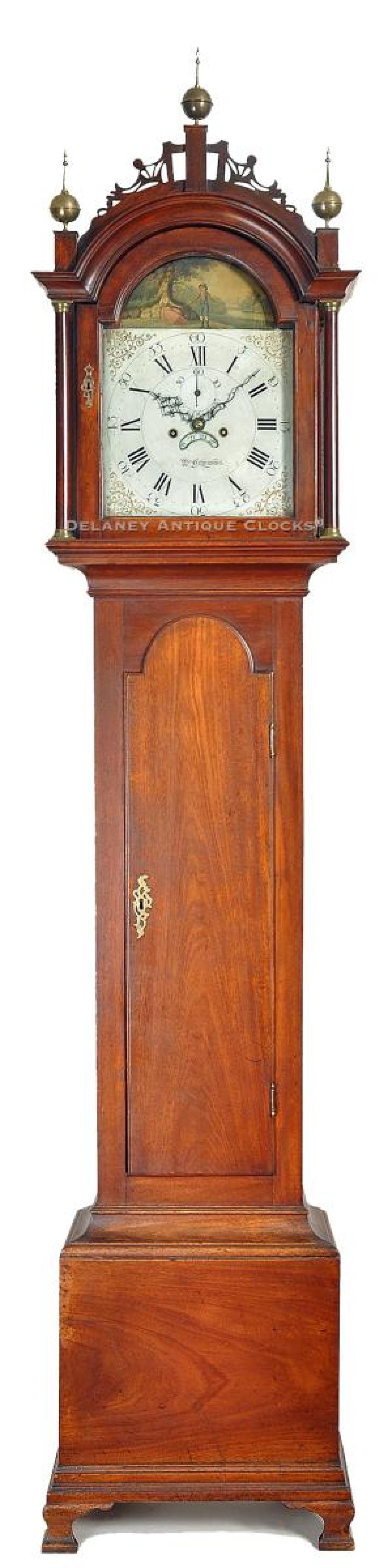 William Cummens of Roxbury, Massachusetts. A mahogany case grandfather clock. PP-158.