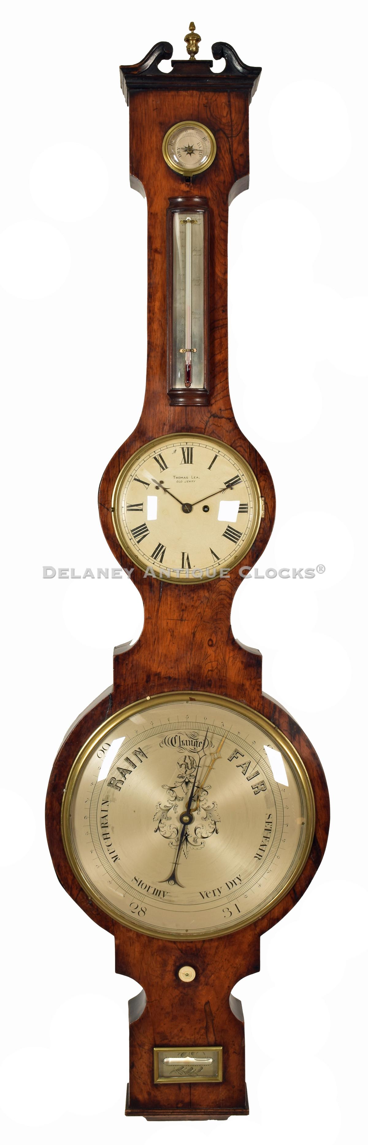 Thomas Lea of Old Jewry, London. Wheel barometer. 221171. Delaney Clocks.