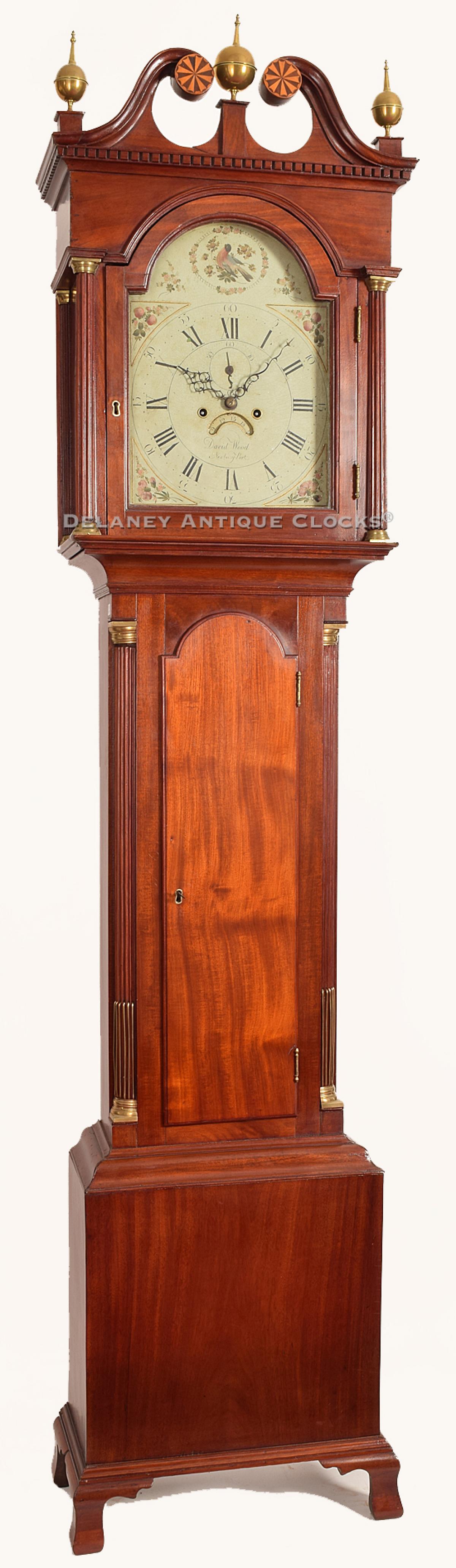 David Wood of Newburyport, Mass. A mahogany cased grandfather clock. TT96.