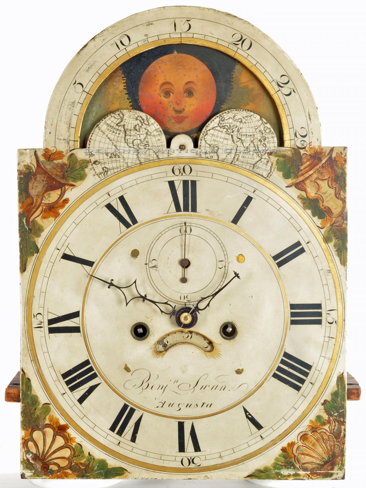 Benjamin Swan clock. UU-54. Delaney Antique Clocks.