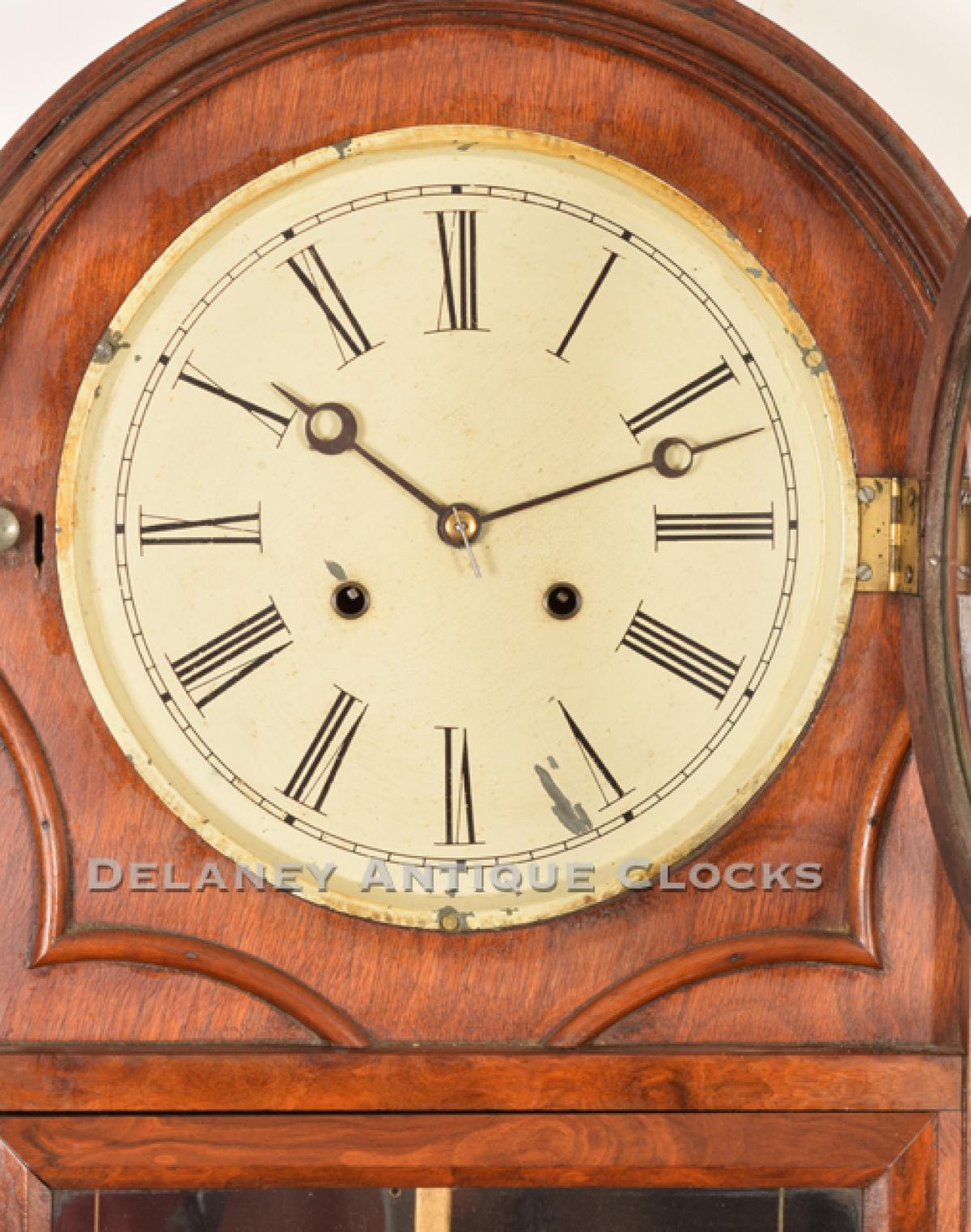 Atkins Clock Company of Bristol, Conn. 1876 Round Top 8-day Regulator dial. 216024. Delaney Antique Clocks.