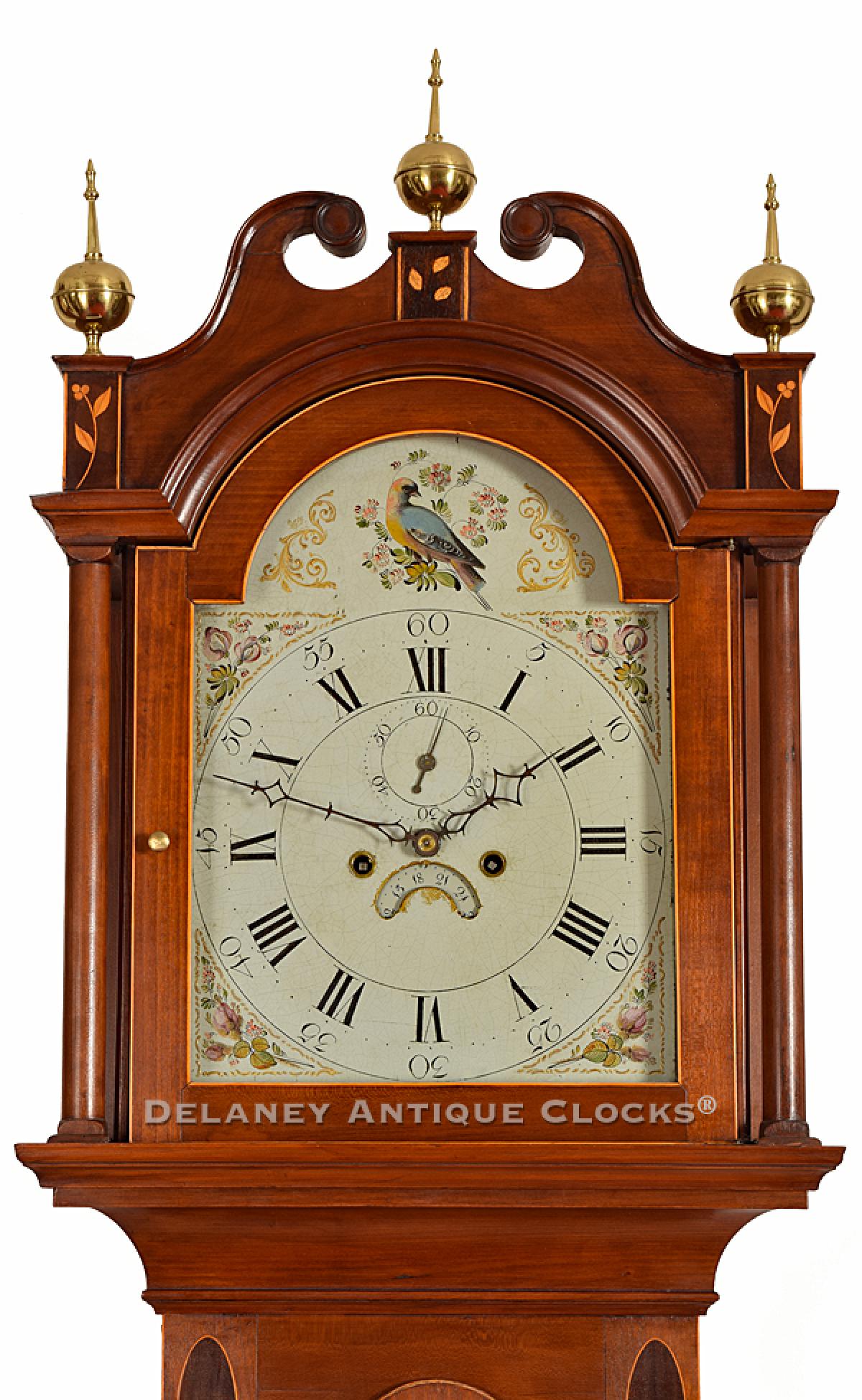 An inlaid cherry case Grandfather clock attributed to the Stillman family of clockmakers working in Westerly, Rhode Island. 218003