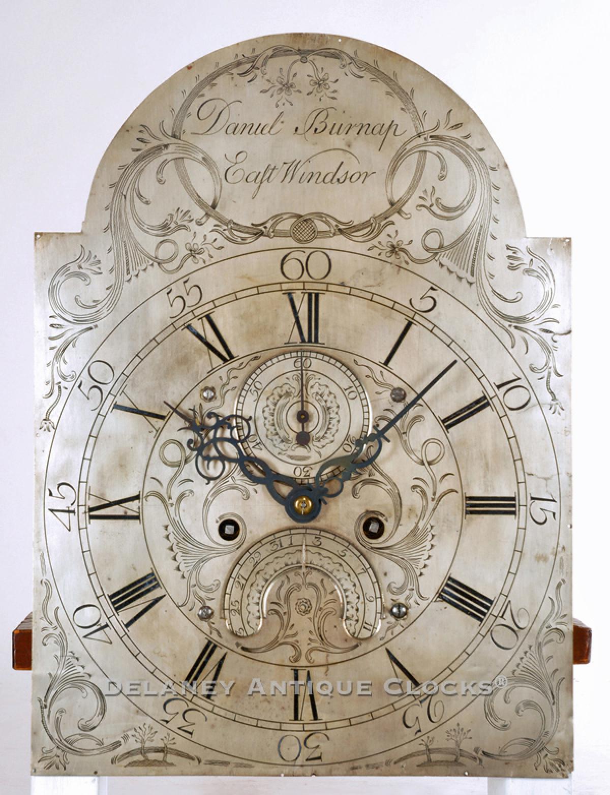 Daniel Burnap clock dial. RR-33. Delaney Antique Clocks.