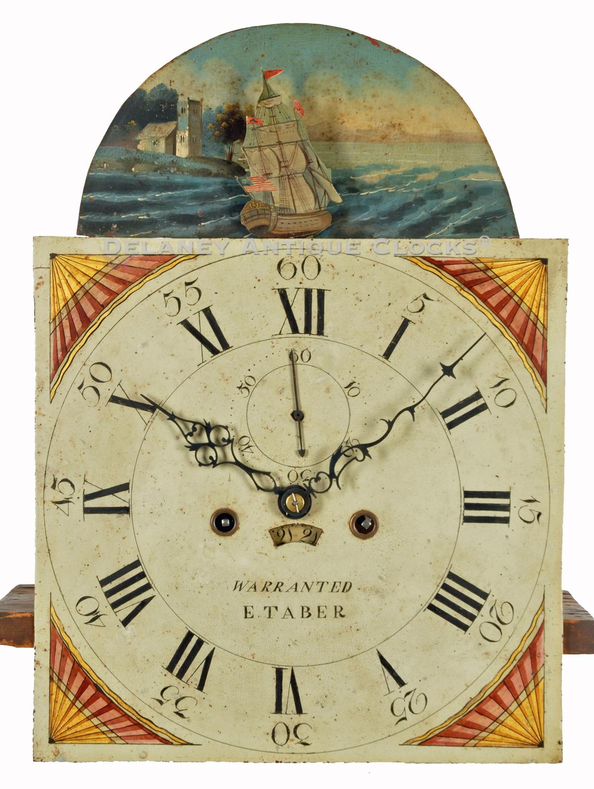 Elnathan Taber Rocking ship clock dial. TT-137. Delaney Antique Clocks.