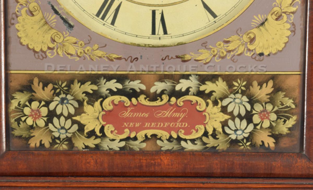 James Almy / New Bedford. A Massachusetts dish dial shelf clock. XXSL-72. Delaney Antique clocks.