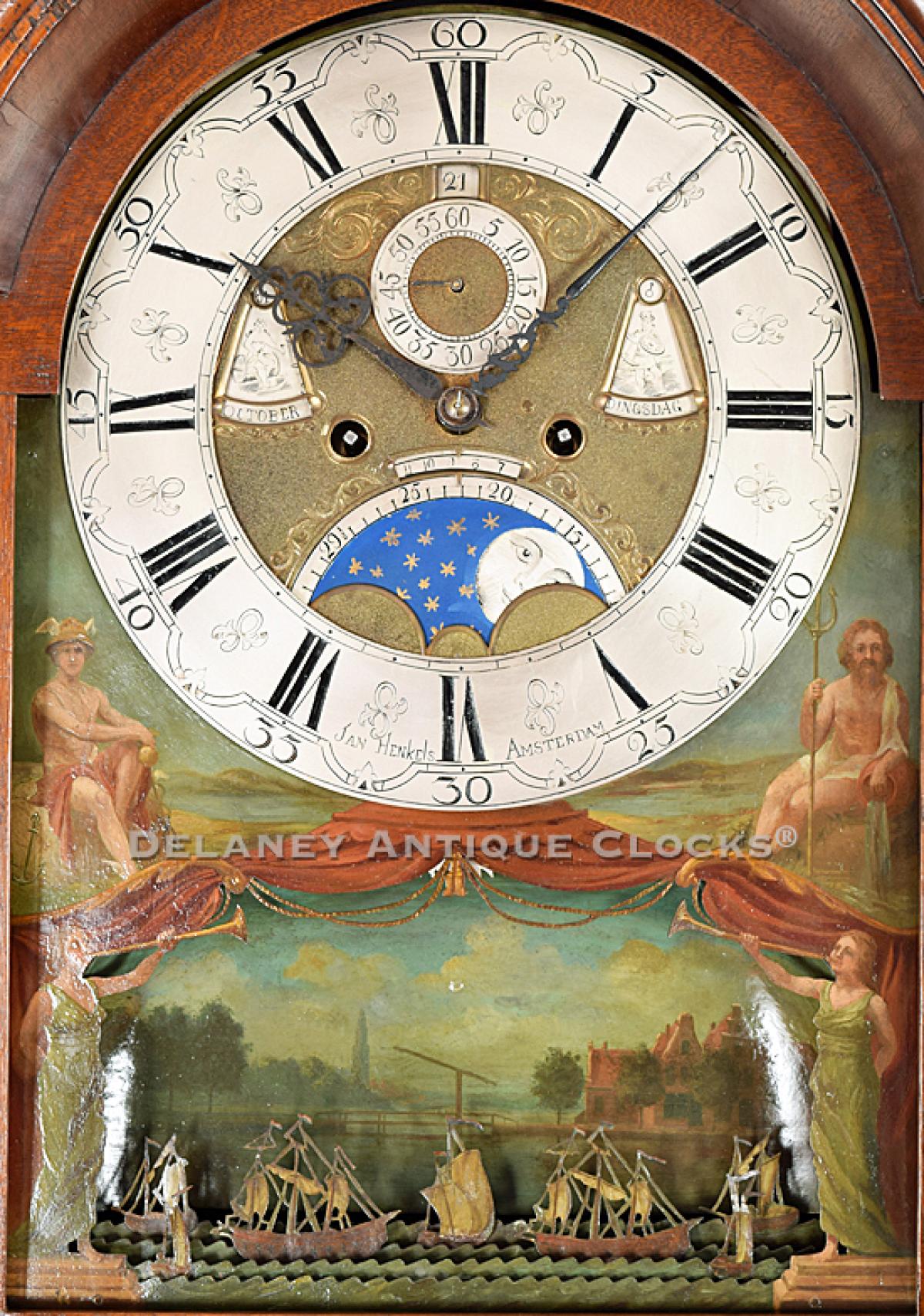 Jan Henkels - Amsterdam. Grandfather clock. ZZ-10. Delaney Antique Clocks.