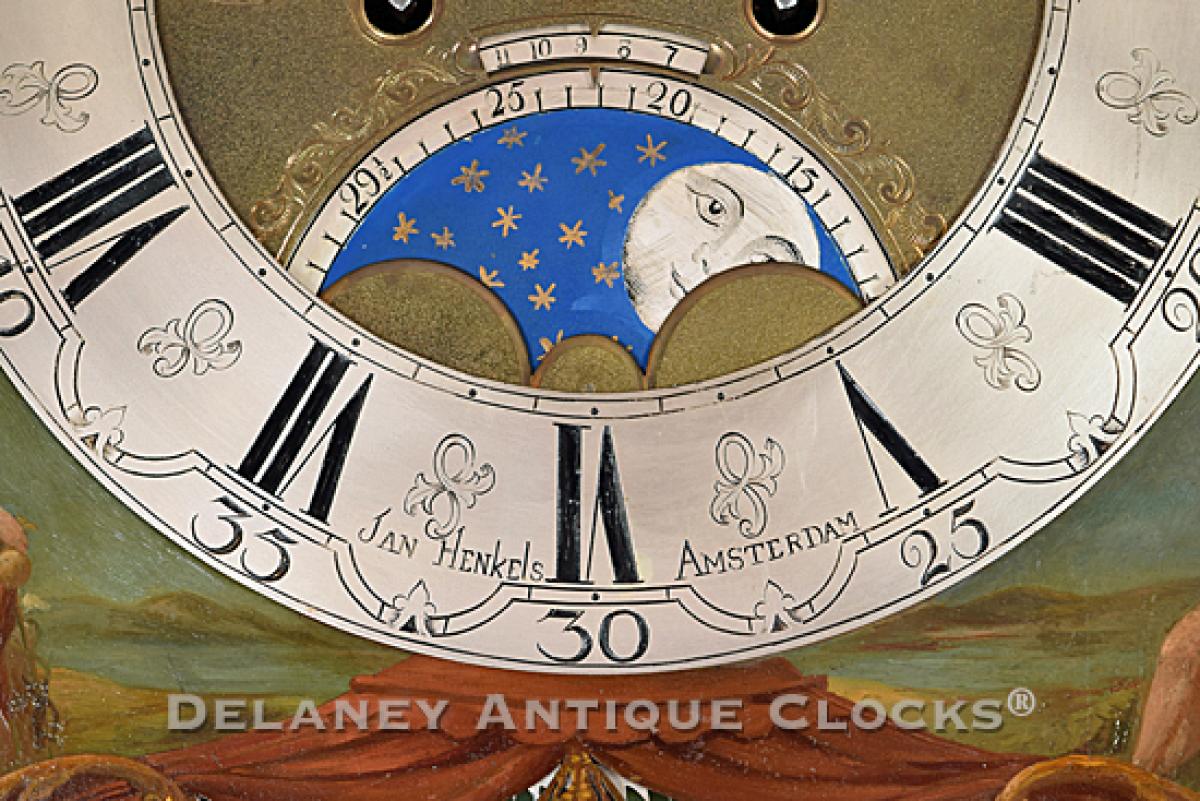 Jan Henkels - Amsterdam. Tall clock dial. ZZ-10. Delaney Antique Clocks.