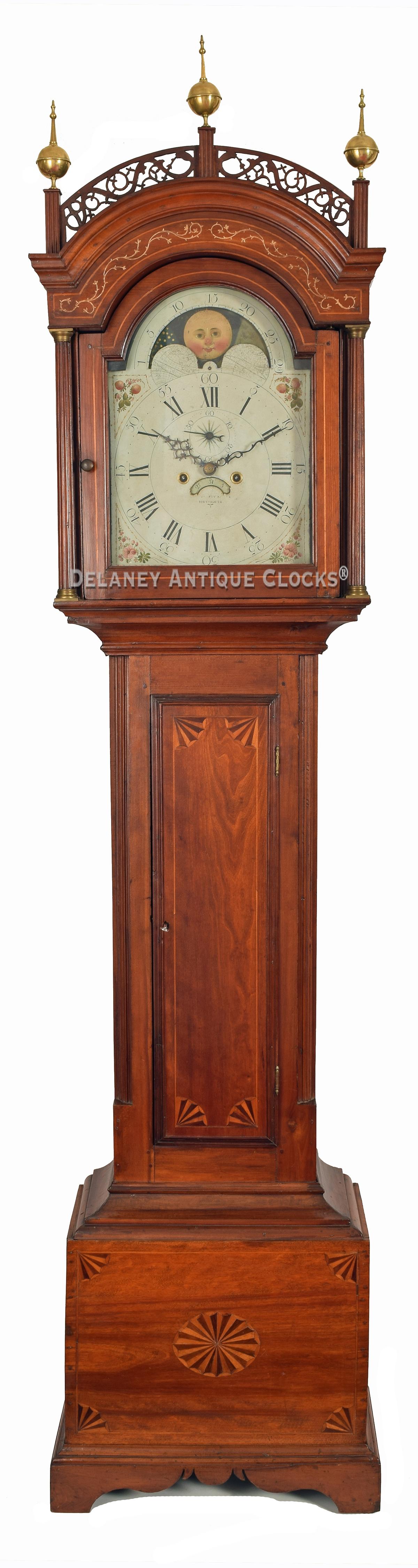 William Fitz. Portsmouth, New Hampshire tall clock. ZZ-20. Delaney Antique clocks.