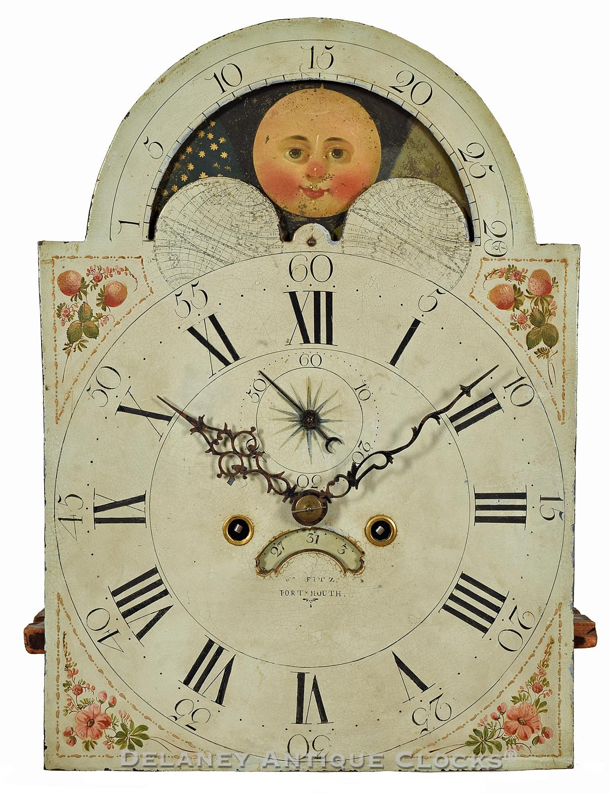 William Fitz. Tall clock dial. ZZ-20. Delaney Antique clocks.