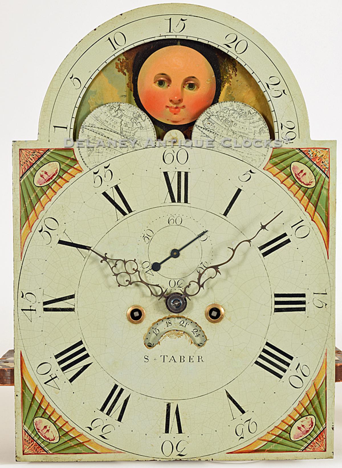 Stephen Taber. Tall clock dial. 221020. Delaney Antique Clocks.