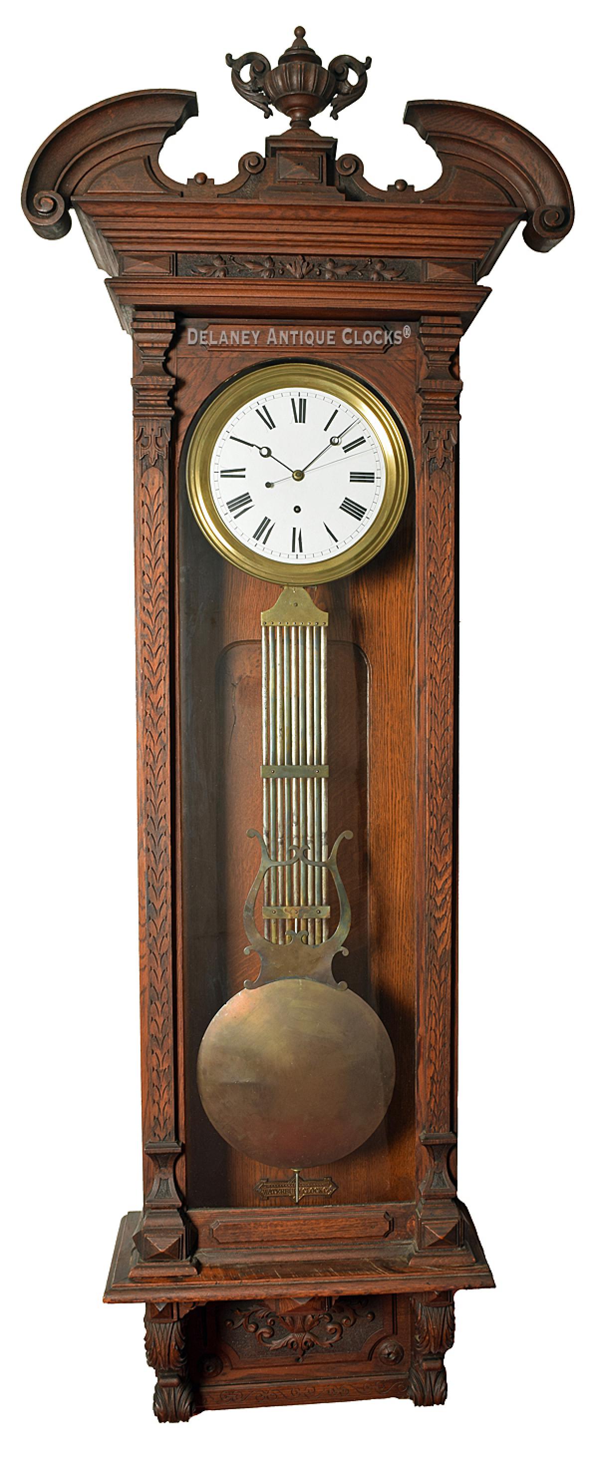 Waterbury Wall Regulator  Number 15. 221131. Delaney Antique Clocks.