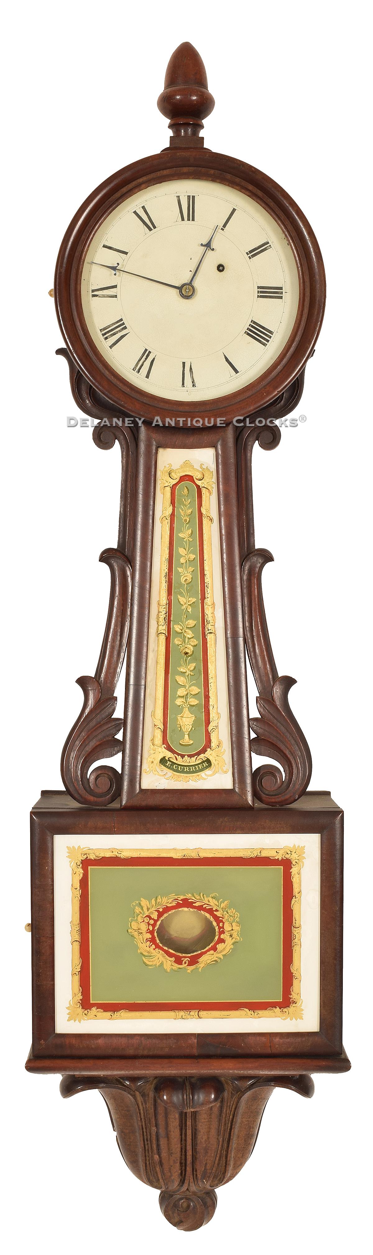 Edmund Currier of Salem, Massachusetts. A wall timepiece. LL-11. Delaney Antique Clocks.