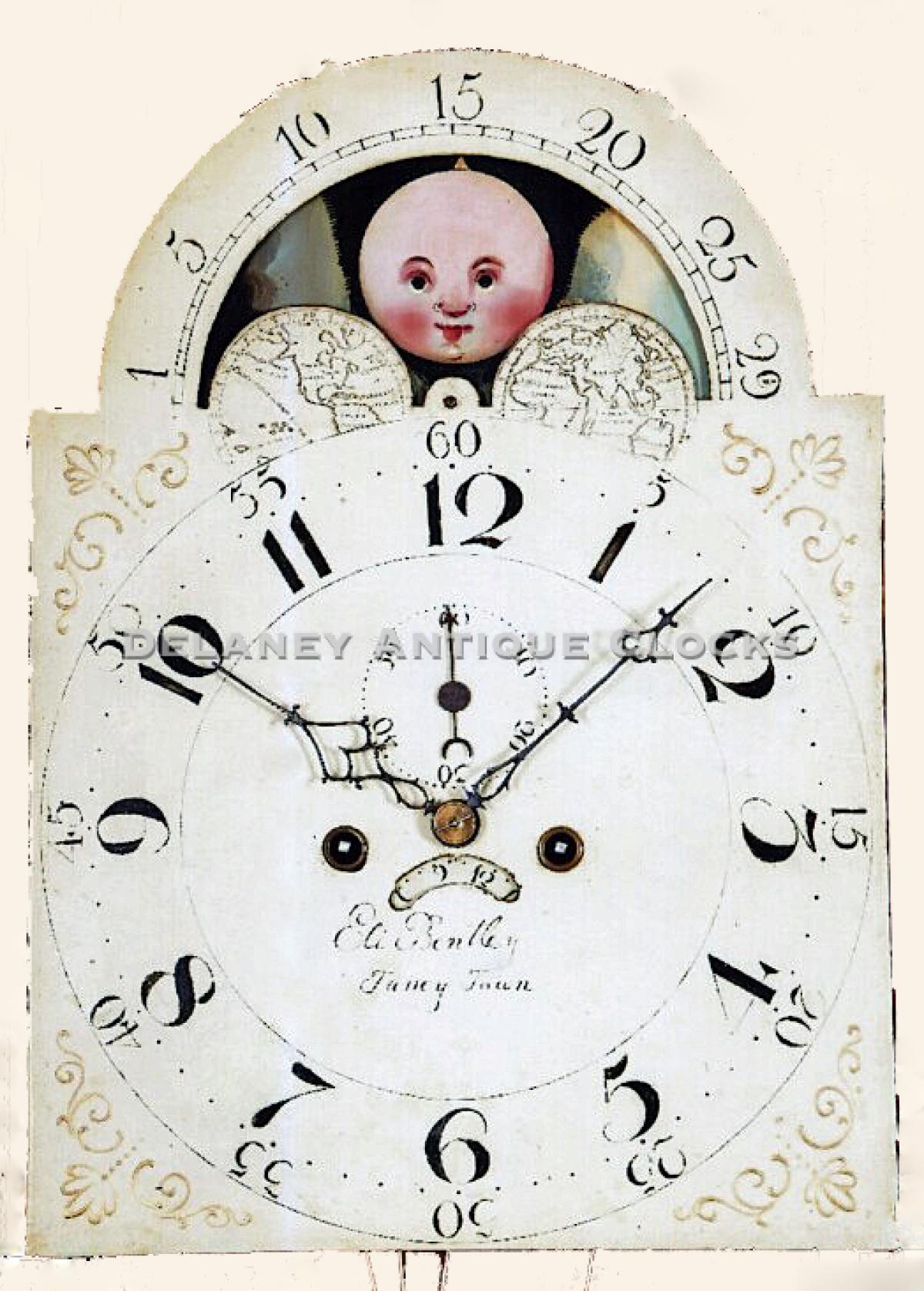 Eli Bentley of Taney Town, Maryland. Clock dial. VV-41. Delaney Antique Clocks.