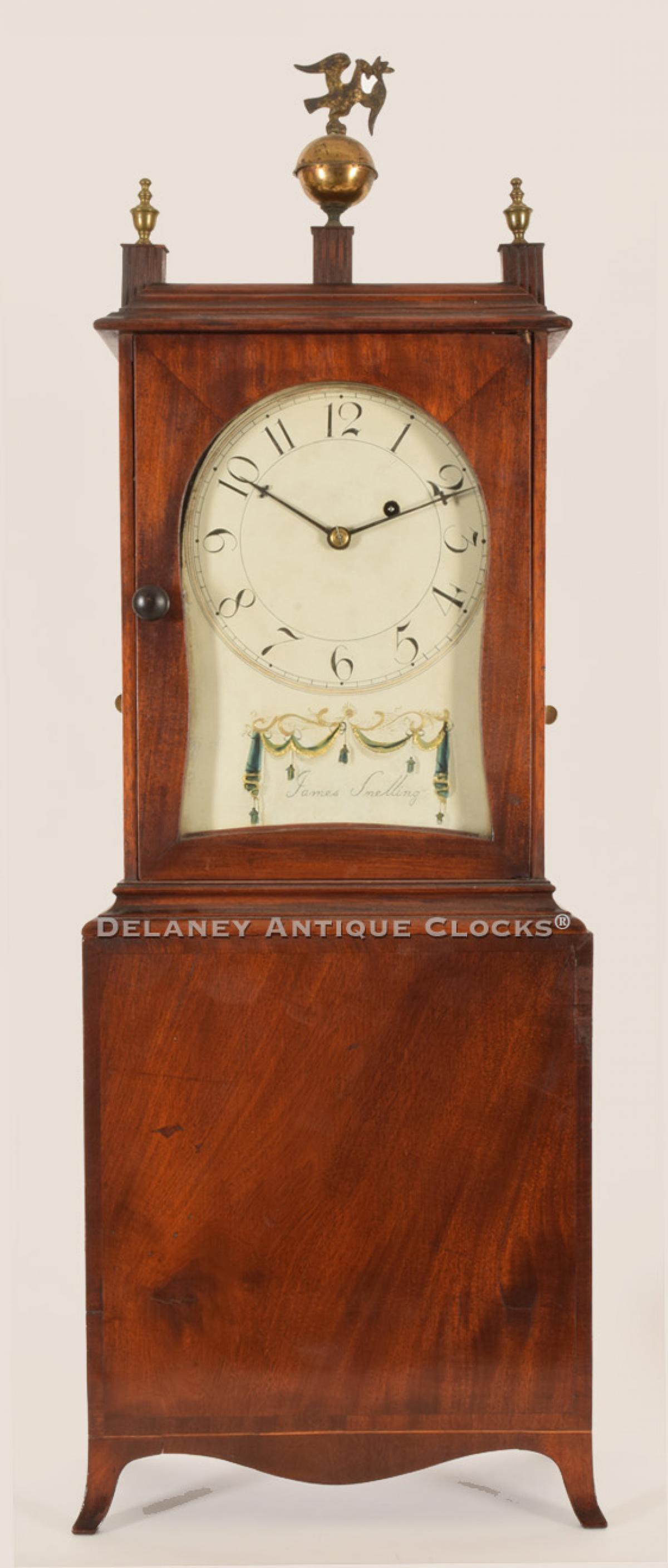 James Snelling of Providence, Rhode Island. A Federal mahogany shelf clock. XXSL-31. Delaney Antique Clocks.