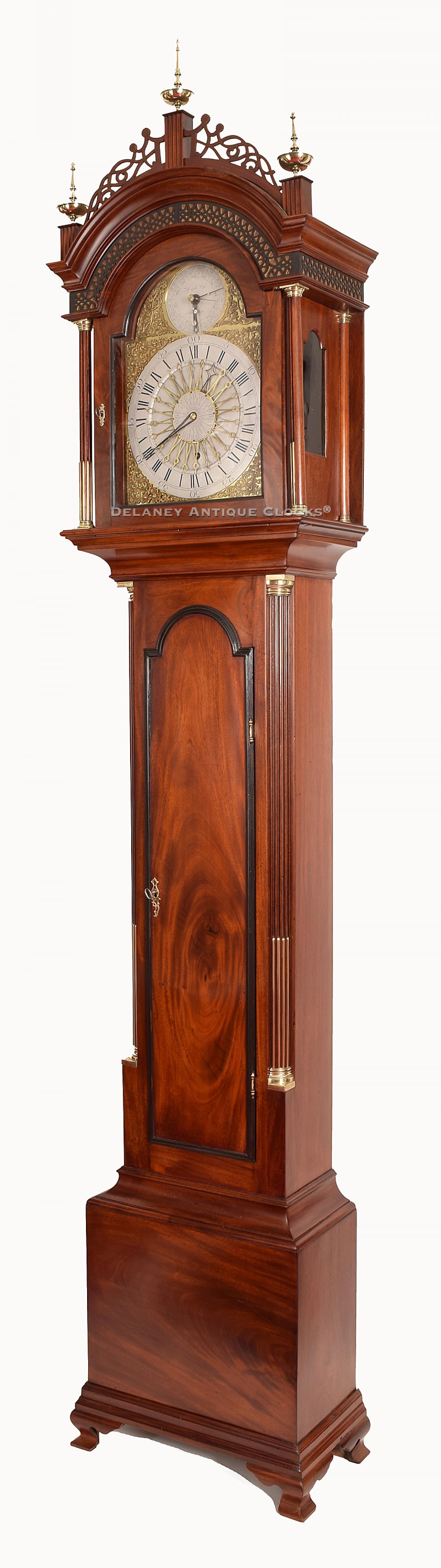 Joseph Pope, Boston. Grandfather clock made in 1780. AAA-20. Delaney Antique Clocks.