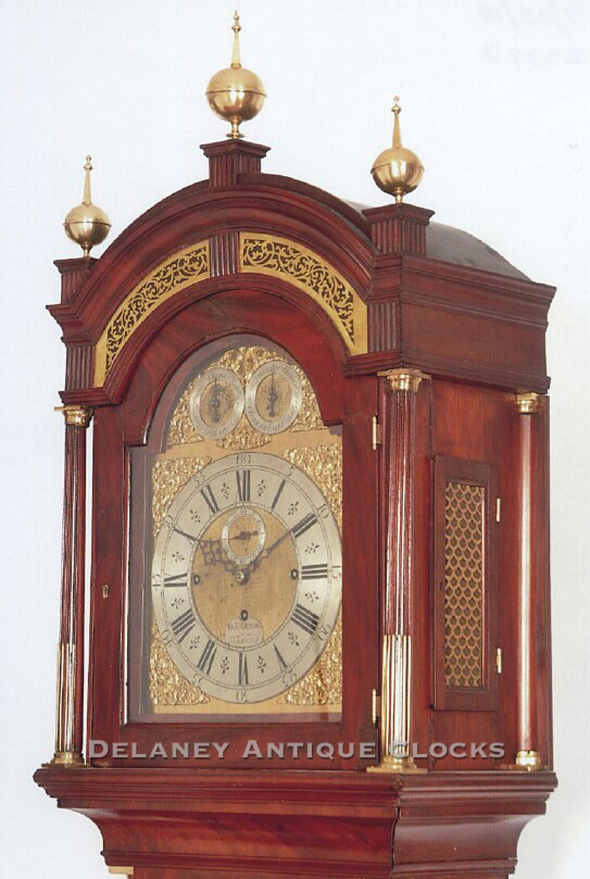 Francis Gregg at St. James's London. A quarter striking Grandfather clock. 214097. Delaney Antique Clocks.