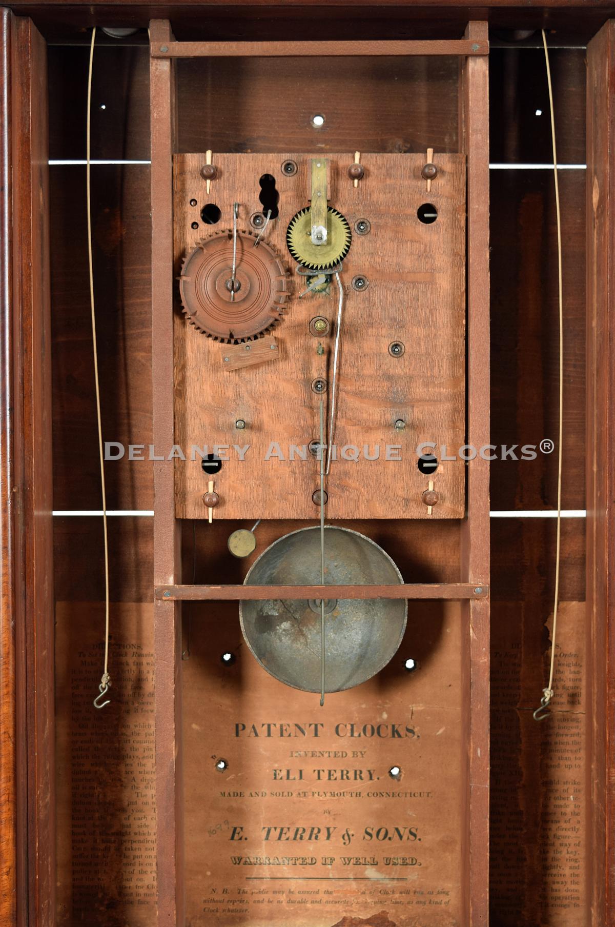 E. Terry & Sons of Plymouth, Connecticut. P&S clock interior. 222131. Delaney Antique Clocks.