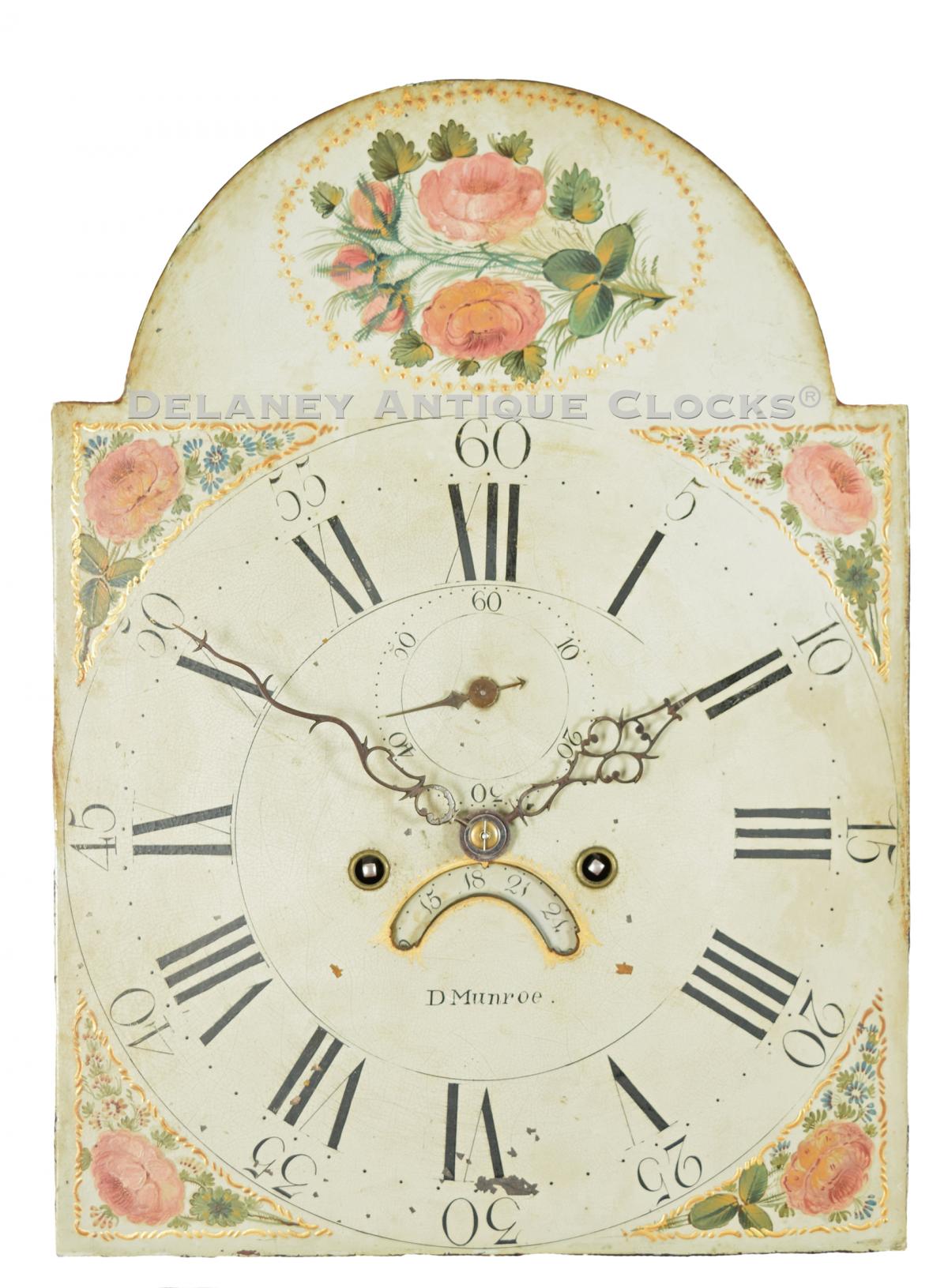 Daniel Munroe, Concord, MA clock dial. 222151. Delaney Antique Clocks.