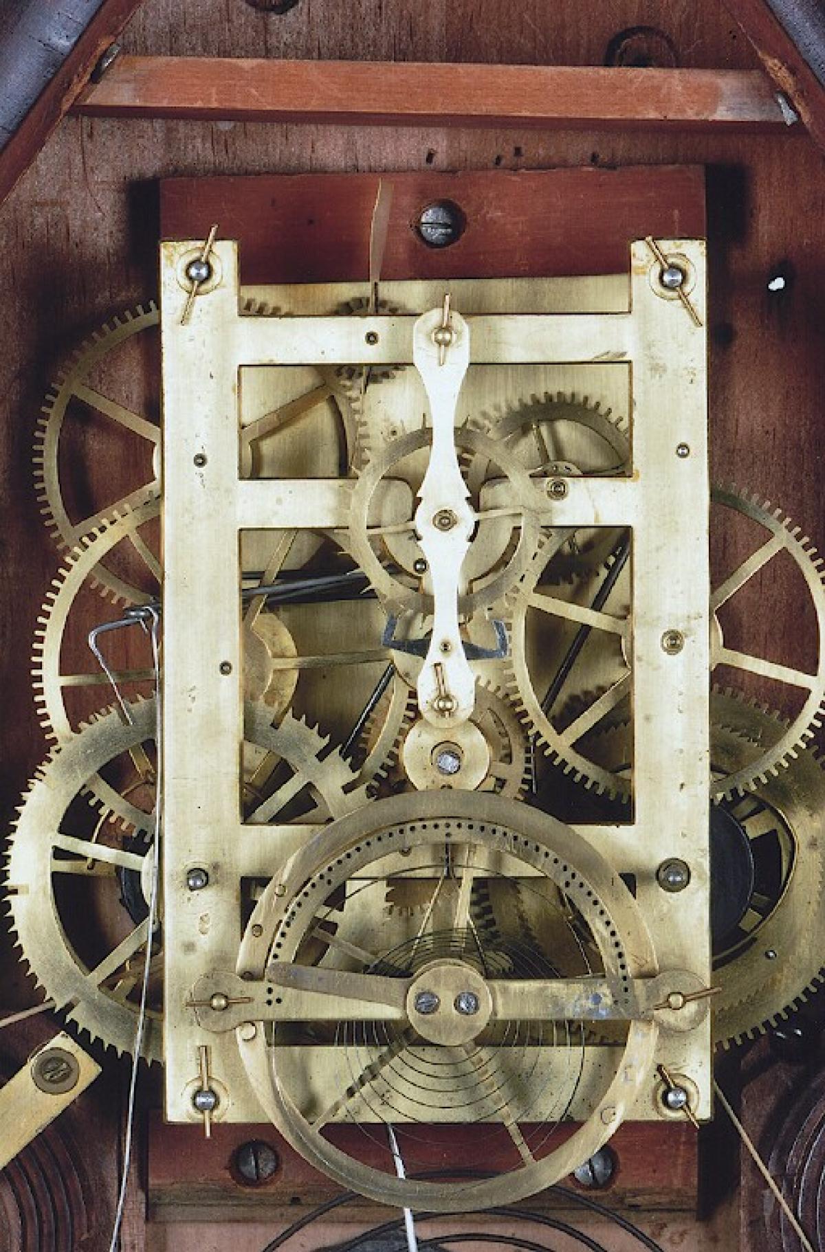 S. B. Terry Fusee balance wheel escapement. TT-160. Delaney Antique Clocks.