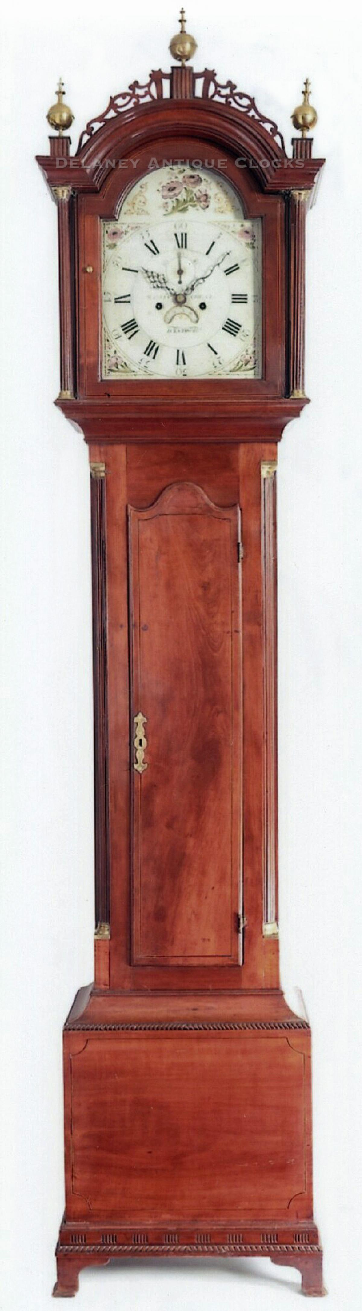 Martin Cheney Windsor, Vermont. An inlaid cherry case tall clock. 217078.