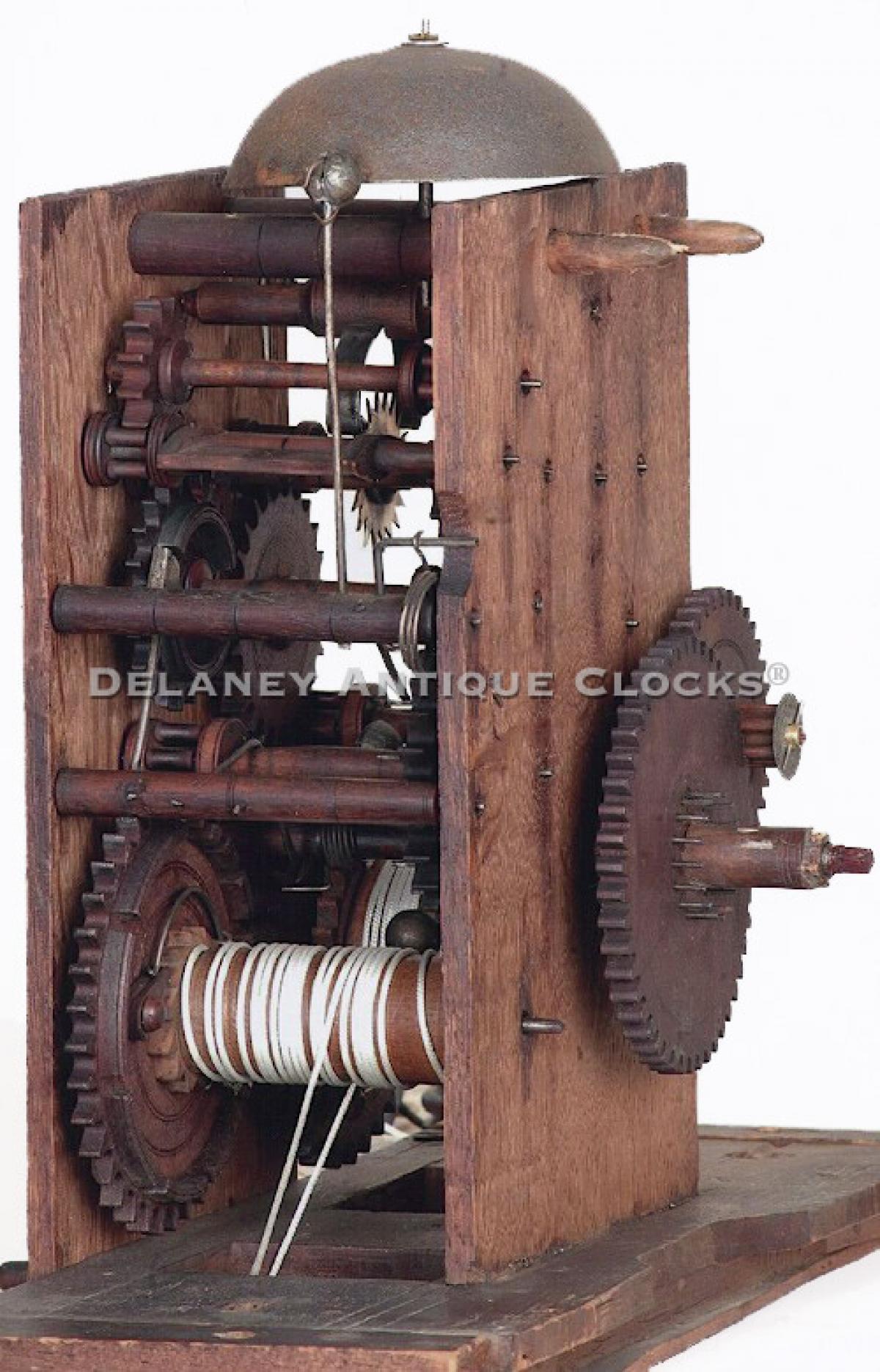 Joseph Ives Bristol, CT tall clock works. 23145. Delaney Antique Clocks.