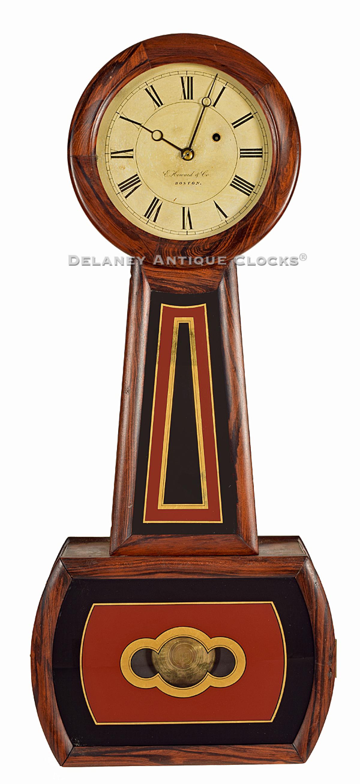 E. Howard & Co. Boston, MA. Wall clock No. 4 with an A. Howard stamped movement. BBB-13. Delaney Antique Clocks.