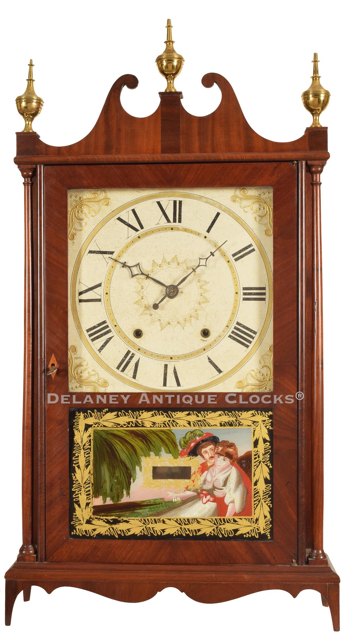 Seth Thomas Pillar & Scroll Shelf Clock. Plymouth, Connecticut. NN-39. Delaney Antique Clocks.