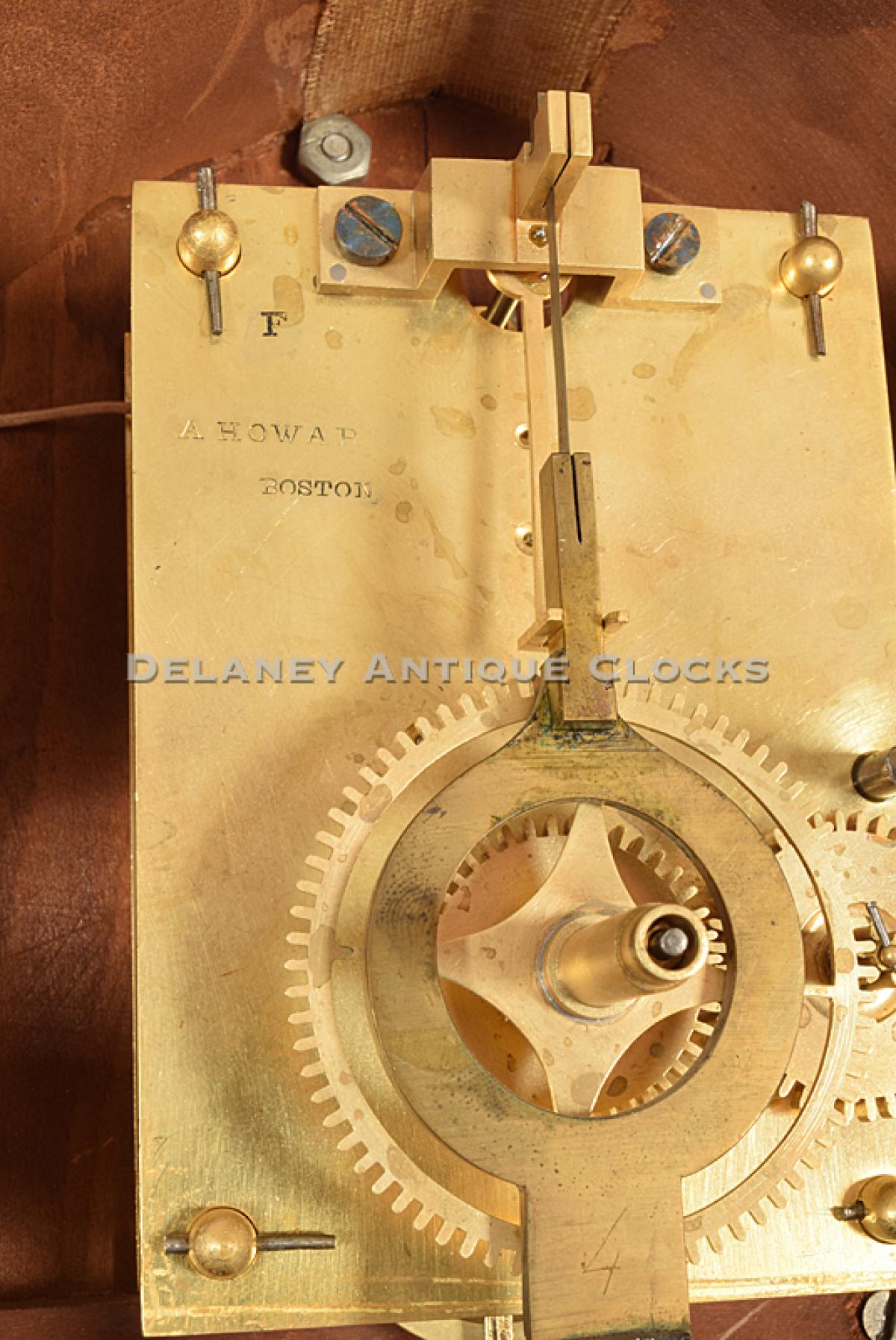 Howard & Davis Model No. 4 wall clock movement. A. Howard die-stamp. XX-37. Delaney Antique Clocks.