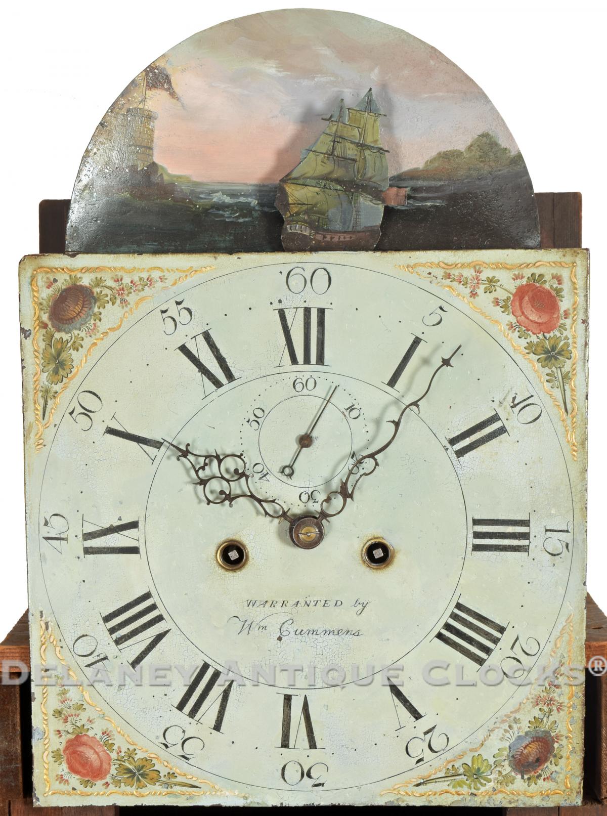 Wm Cummens Rocking ship clock dial. 219027. Delaney Antique Clocks.