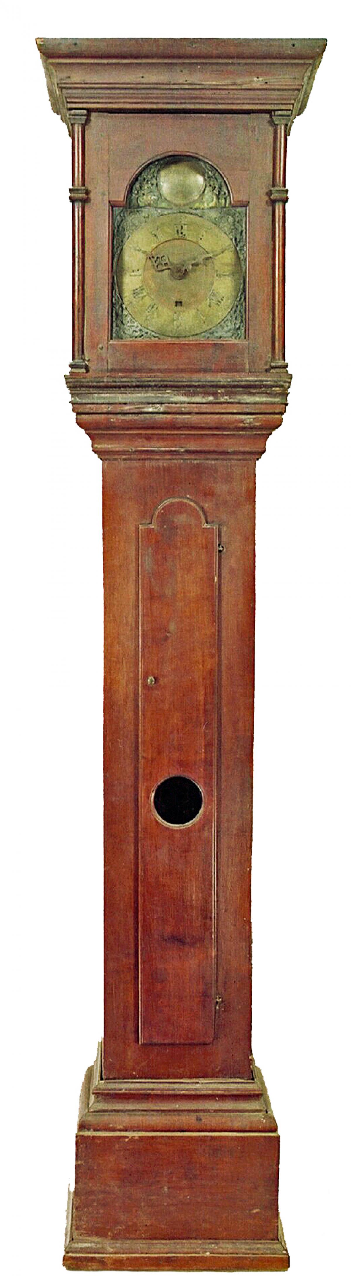 James Perrigo Sr, of Wrentham, Massachusetts. A primitive tall case clock. Wooden gears. AA77. Delaney Antique Clocks.