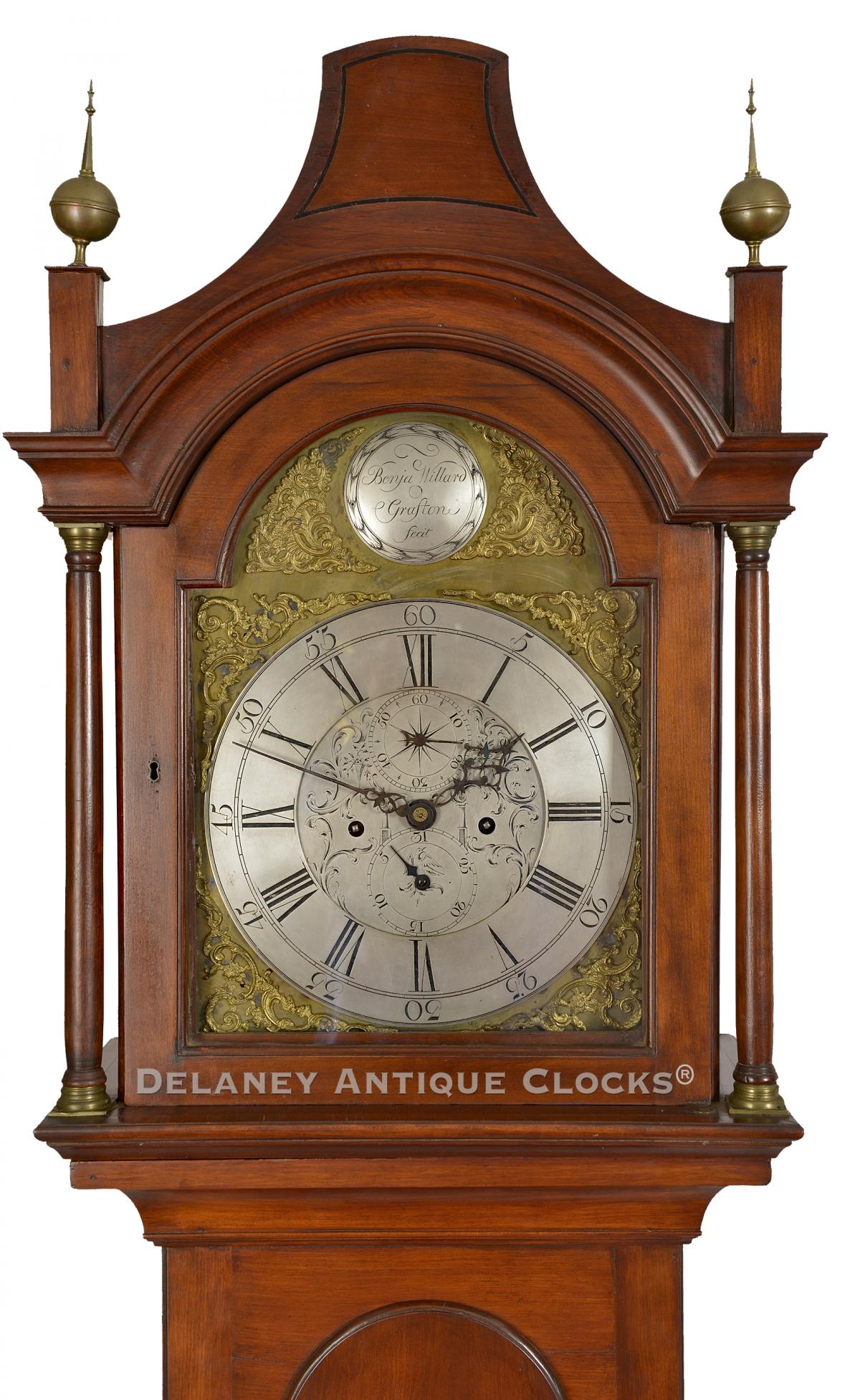 Benjamin Willard tall clock hood. Grafton, MA. Circa 1772. XXSL-58. Delaney Antique Clocks.