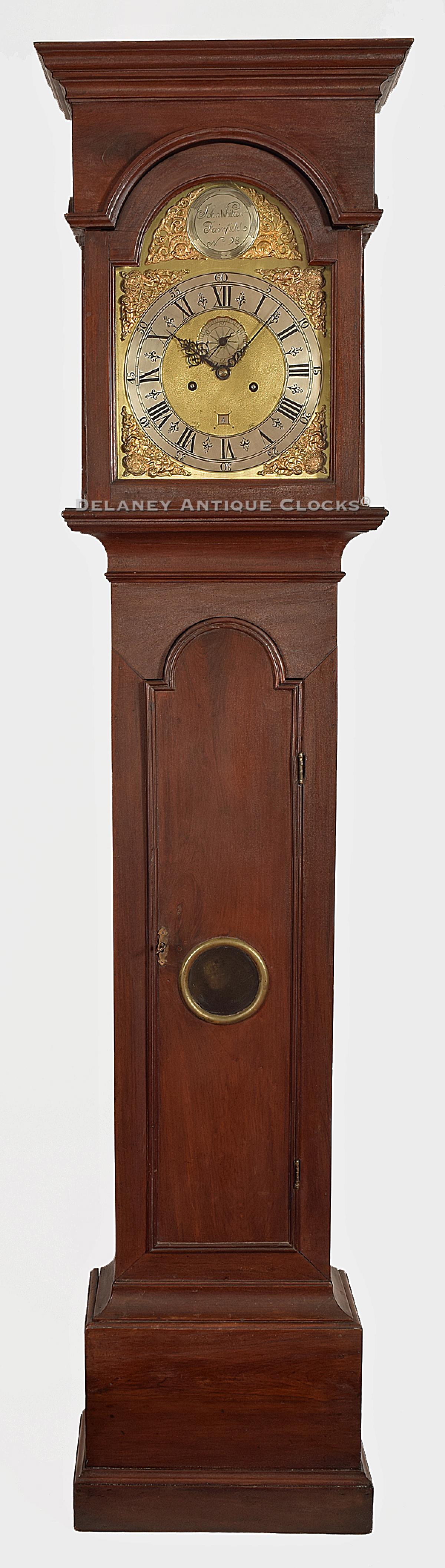 John Whitear tall clock. Fairfield, CT. Number 98. ZZ-20. Delaney Antique Clocks.