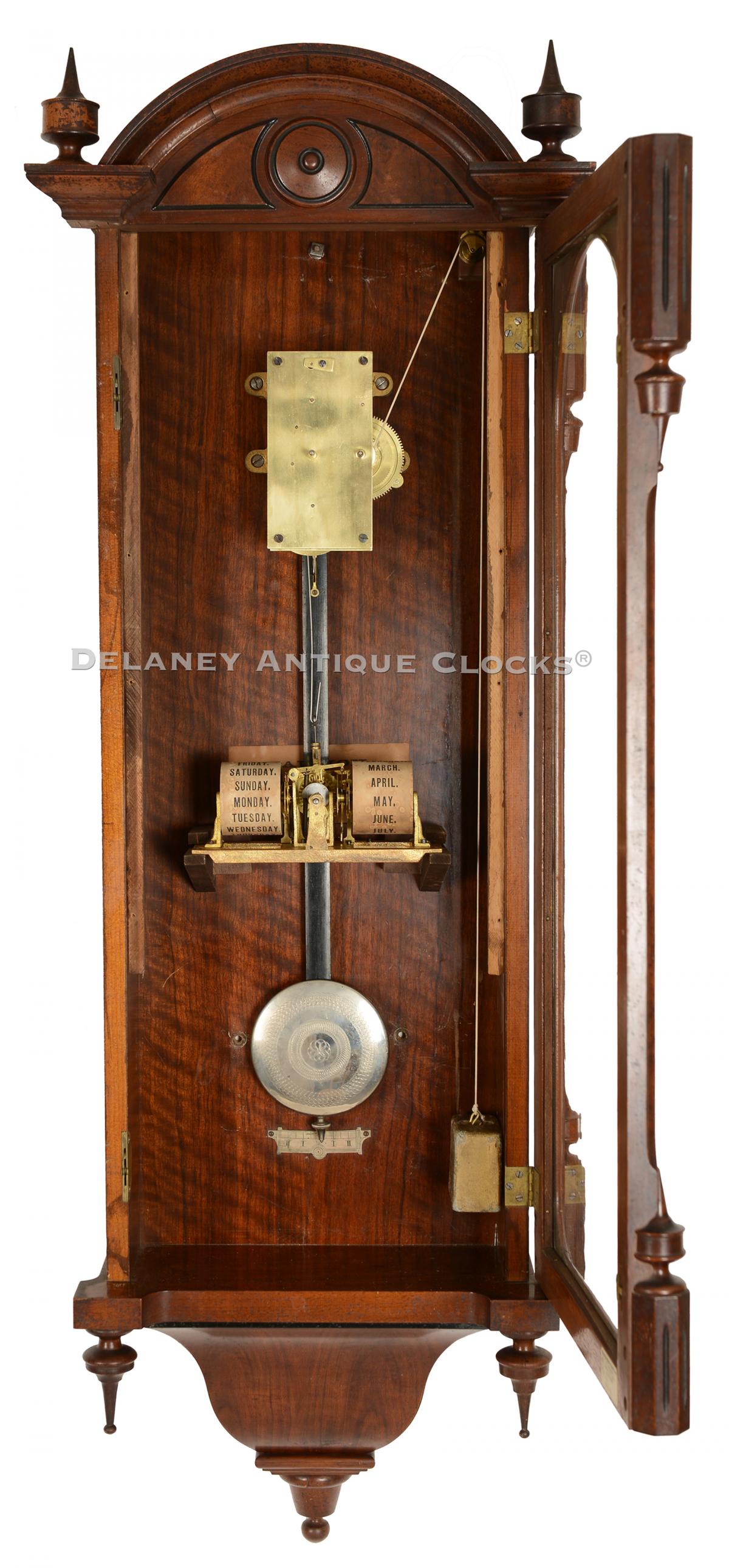  Seth Thomas Office Calendar No. 10. A double dial wall clock. 223046. Delaney Antique Clocks.