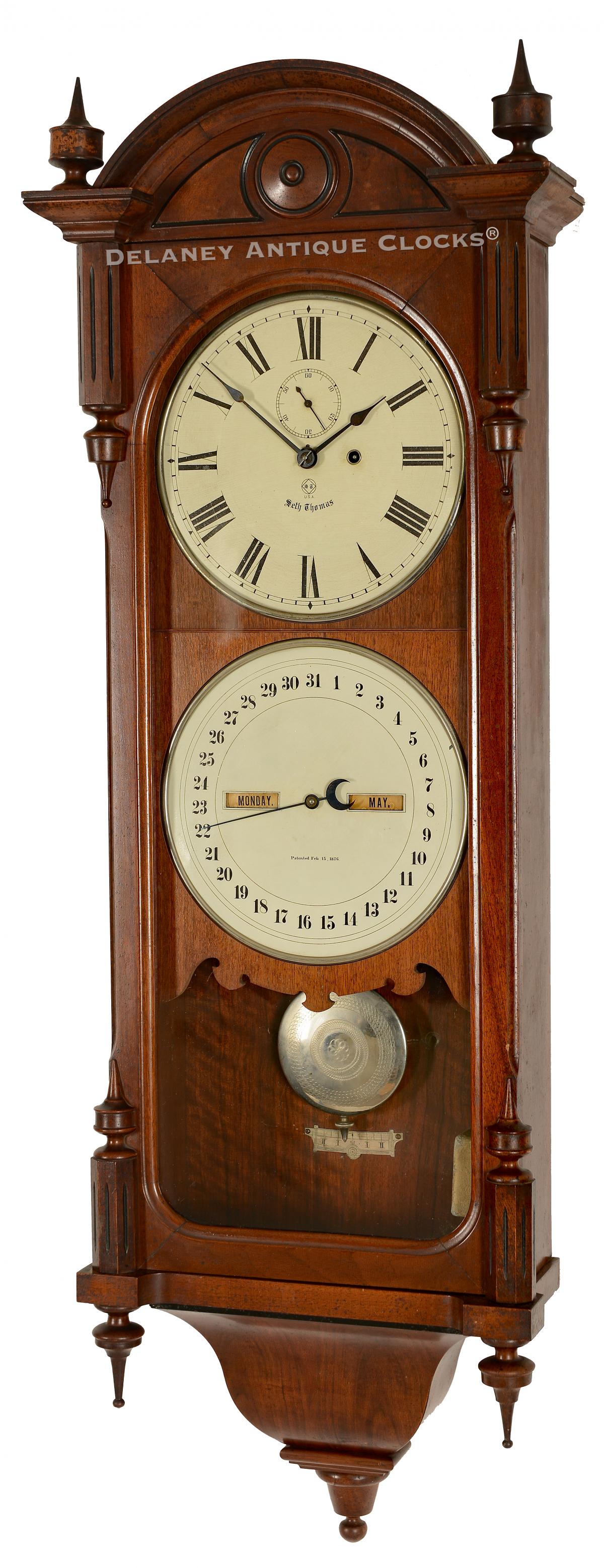  Seth Thomas double dial wall clock model number 10. 223046. Delaney Antique Clocks.