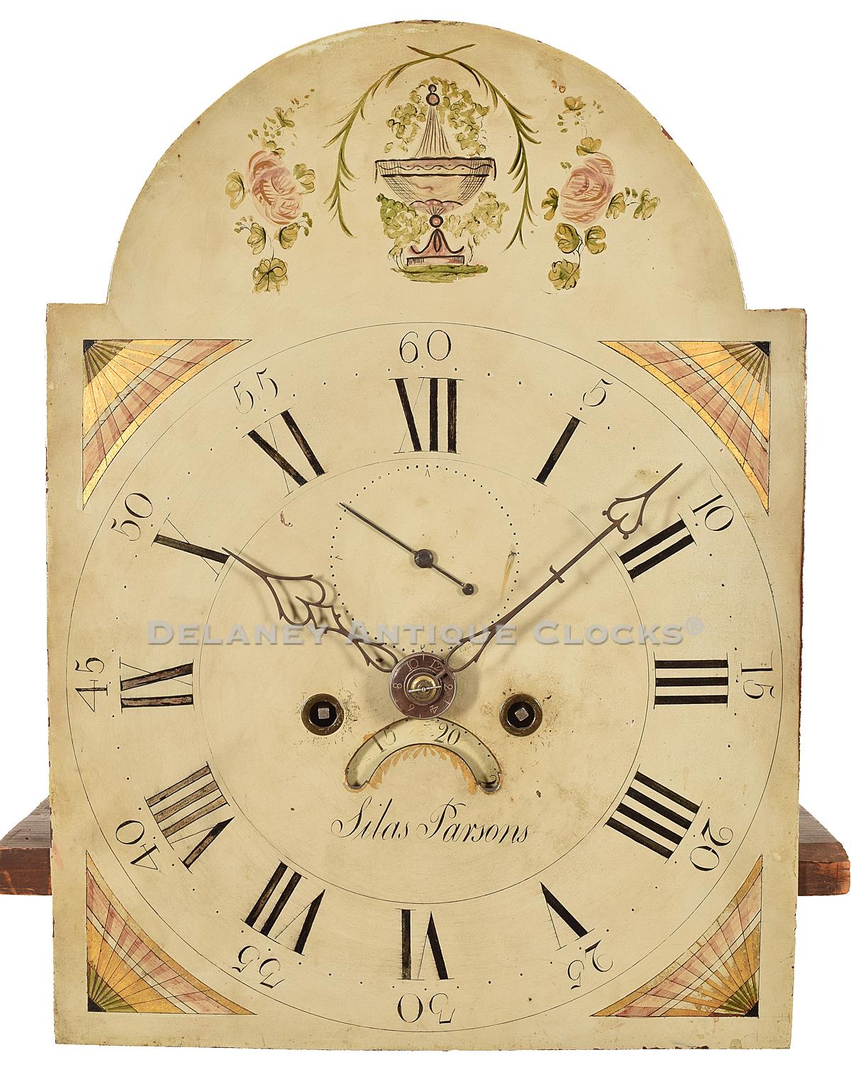 Silas Parsons clock dial. 27217. Delaney Antique Clocks.