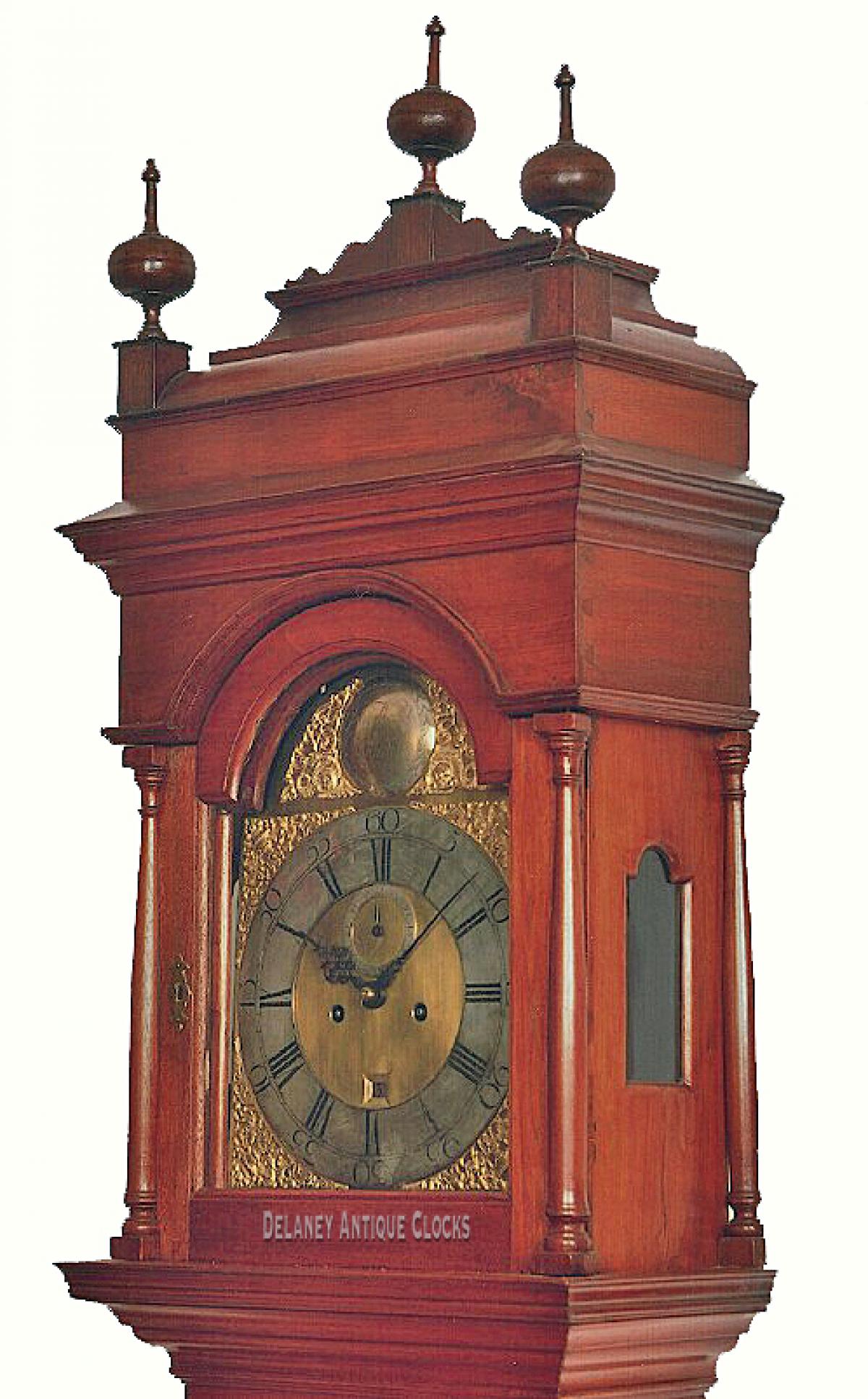 John Wood SR. Philadelphia tall clock. LL-146. Delaney Antique Clocks.