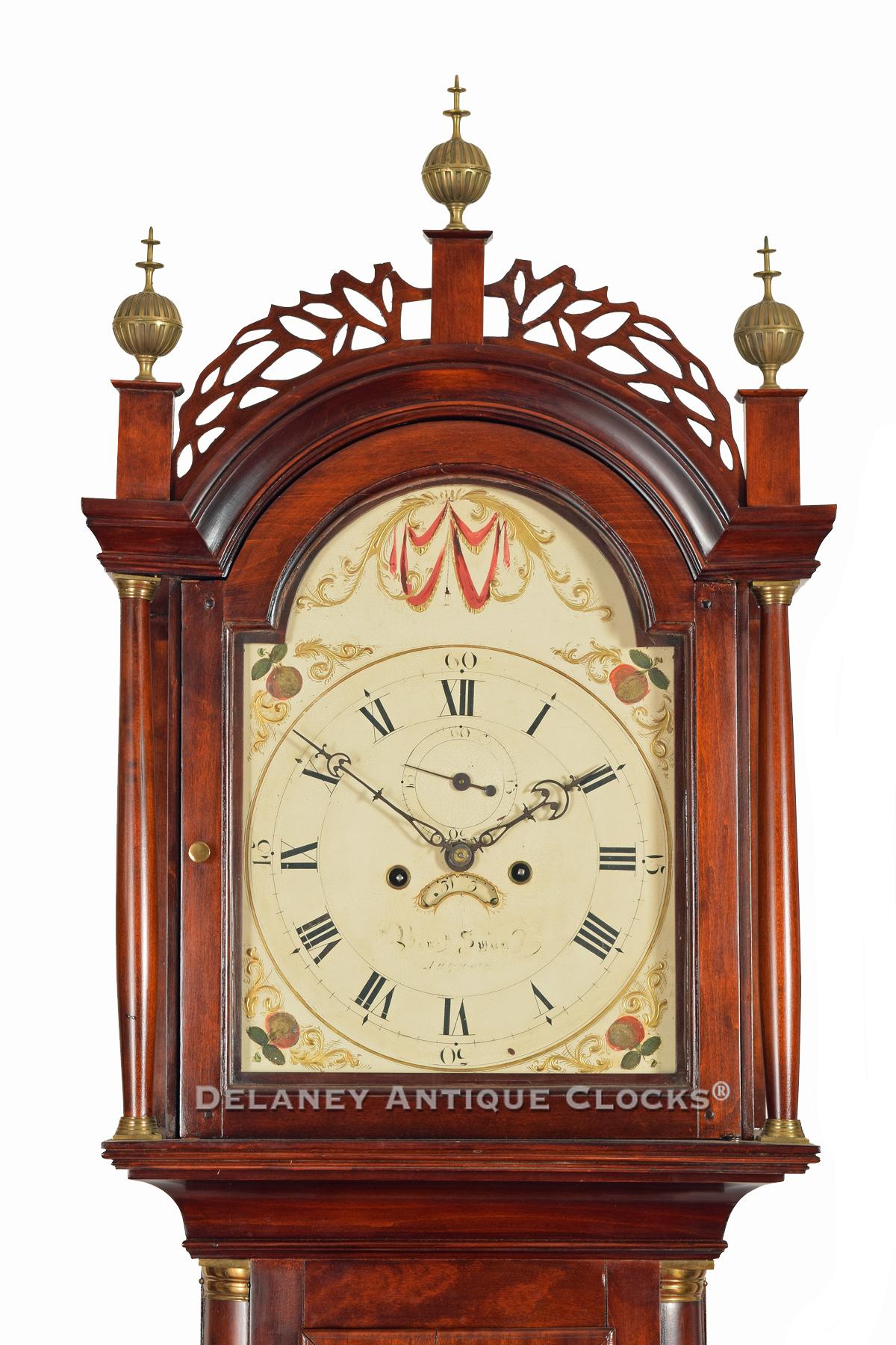 Benjamin Swan tall clock. VV-35. Delaney Antique Clocks.