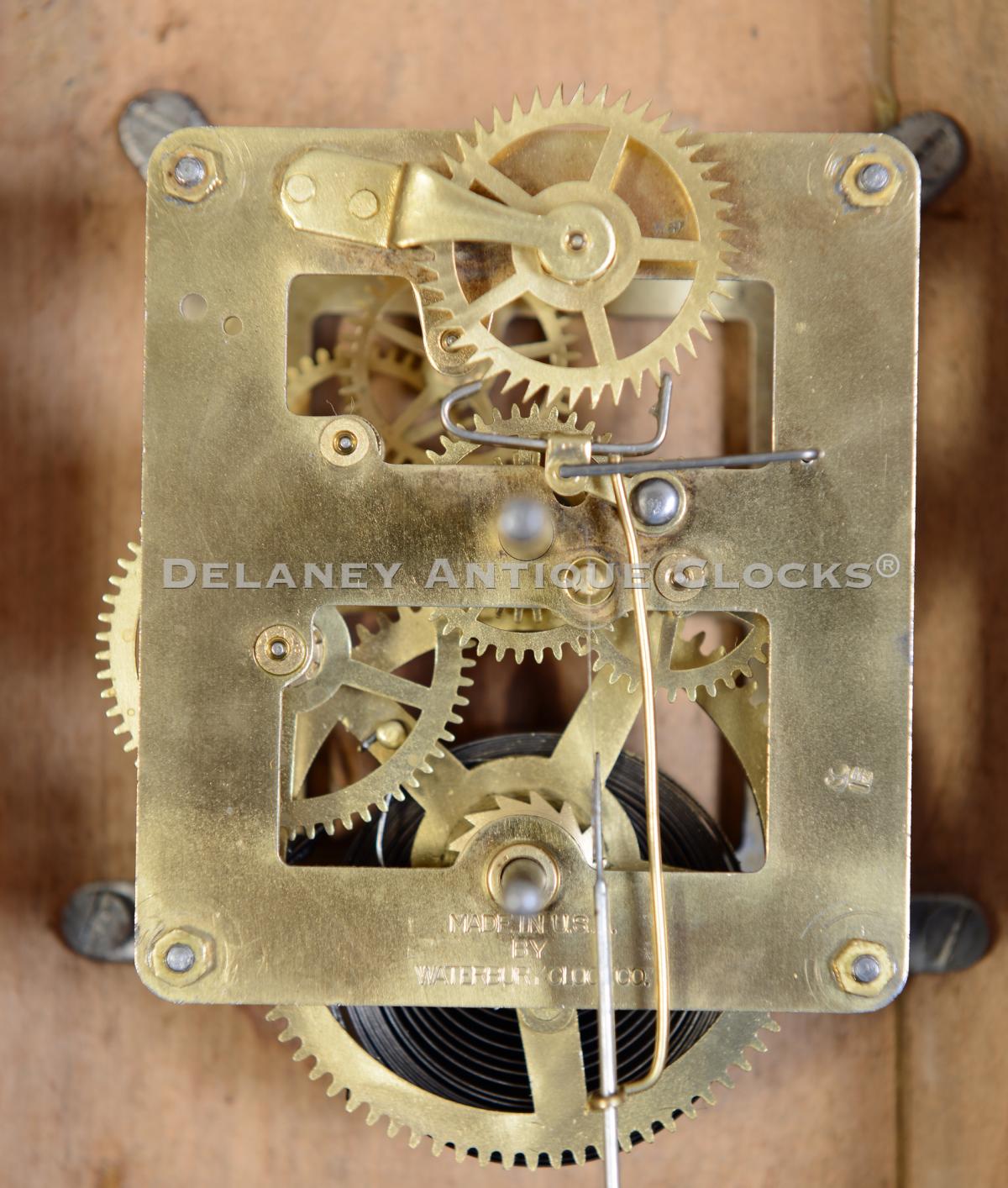 Waterbury Clock Co. schoolhouse movement. 223058. Delaney Antique Clocks.