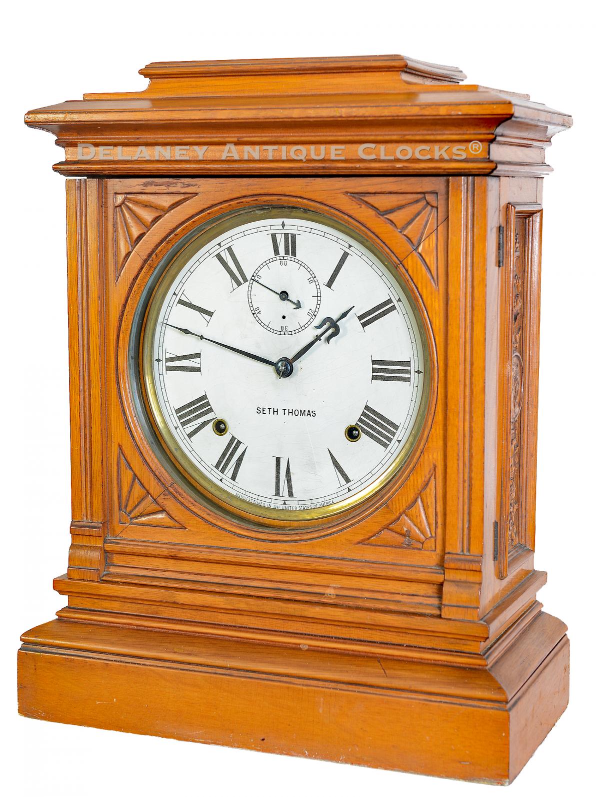The Seth Thomas Clock Company. Hotel mantel clock. 223090. Delaney Antique Clocks.
