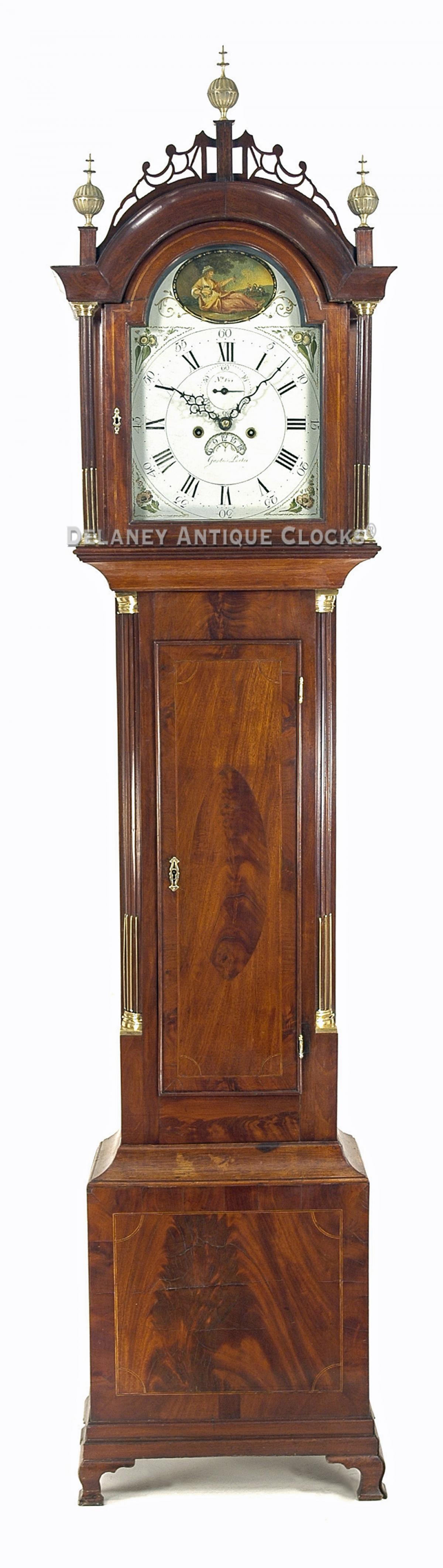 Gardner Parker of Westborough, Massachusetts. No. 144. An inlaid mahogany-cased tall clock of the finest quality. 221004. Delaney Antique Clocks.