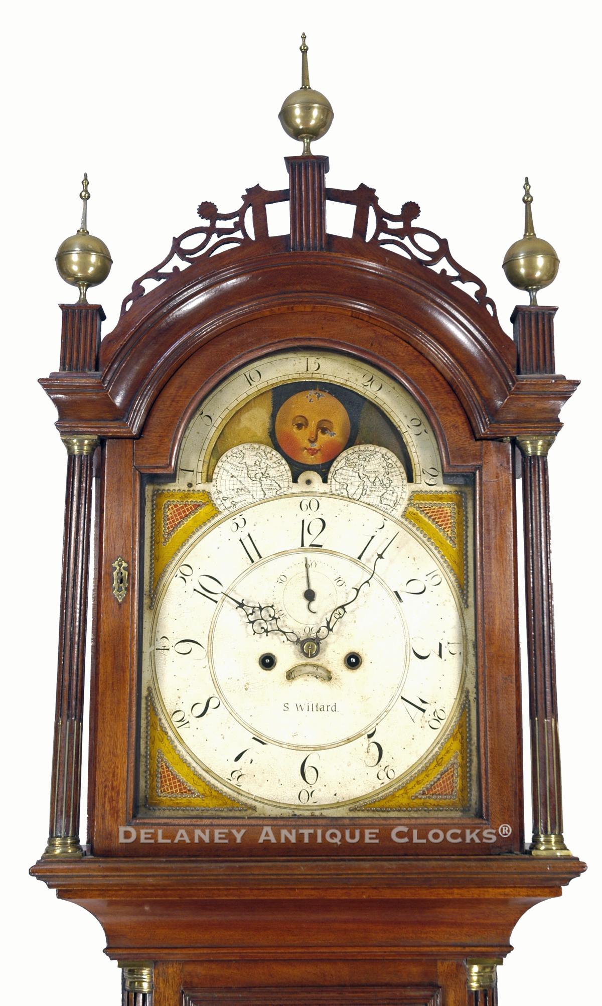 Simon Willard tall clock. CCC-15. Delaney Antique Clocks.