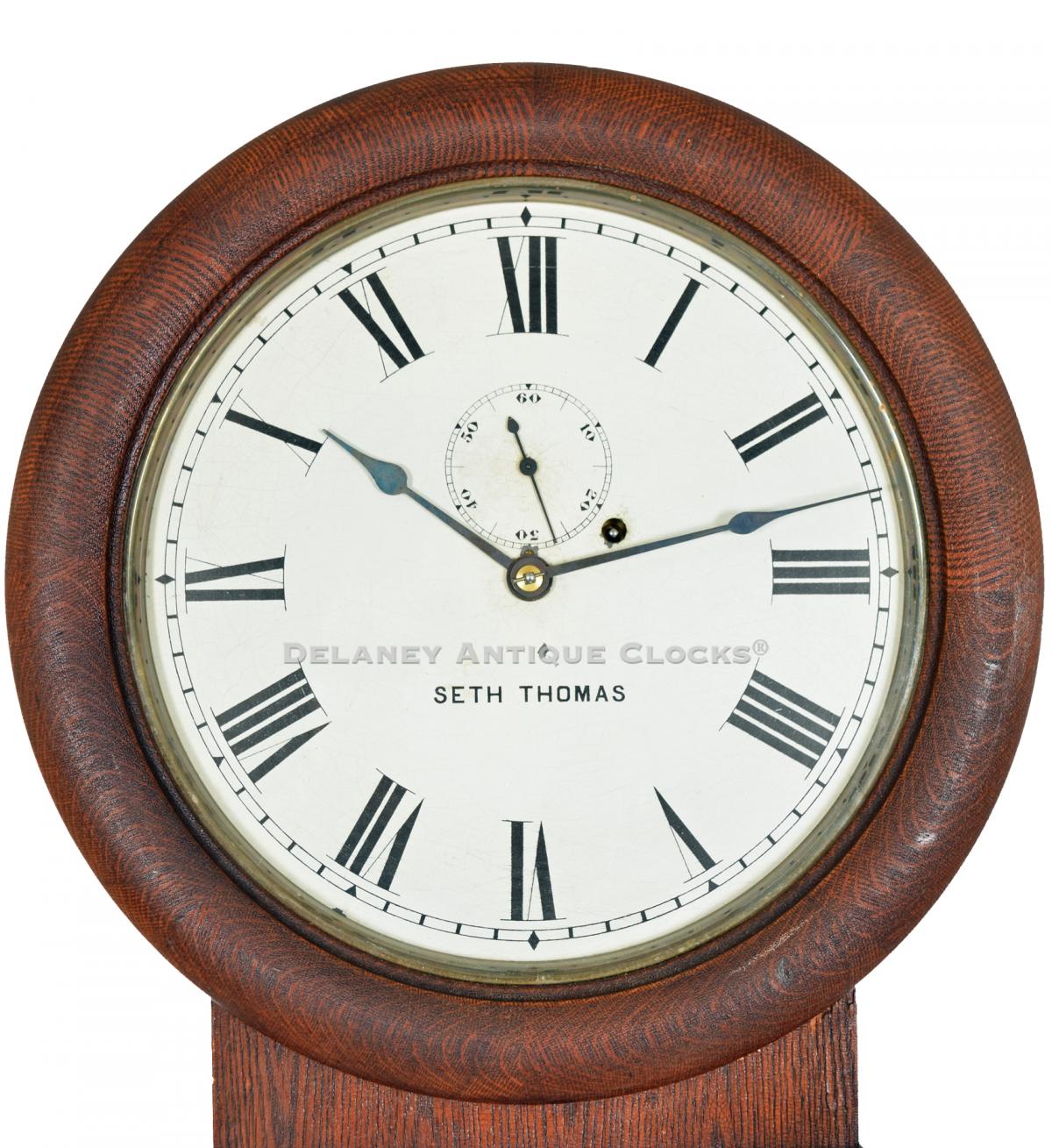 An oak case Seth Thomas Regulator No. 2. 222062. Delaney Antique Clocks.